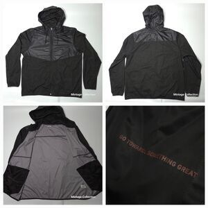 Rhone Tech Terry Hybrid Lightweight Heather Black Full Zip Hoodie Jacket Size XL